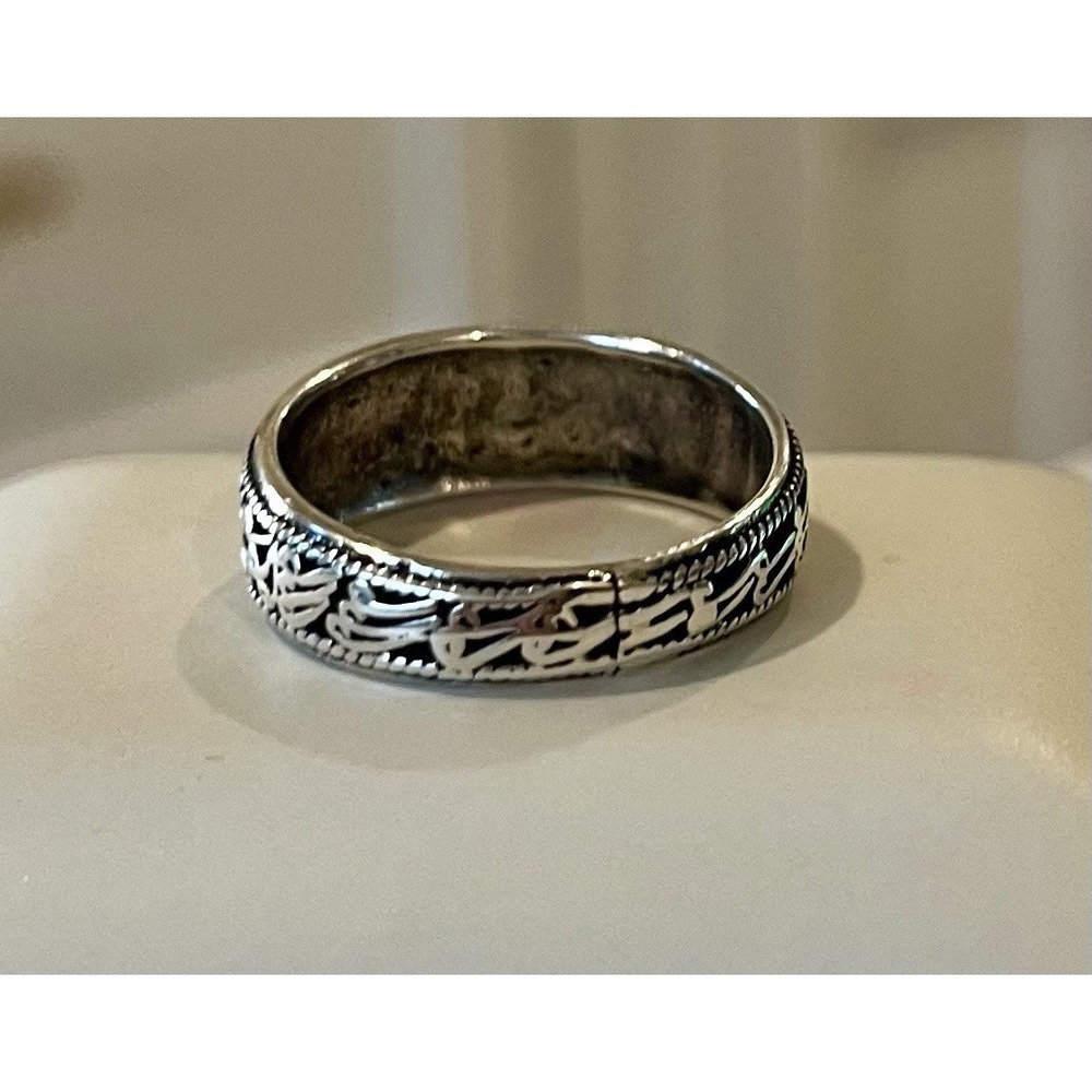 Sterling Silver 925 Filigree Leaf Swirl Band Ring Size 7 - Picture 3 of 4